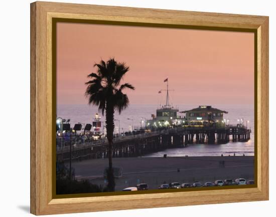 California, Los Angeles, Santa Monica, Santa Monica Pier, Dusk, USA-Walter Bibikow-Framed Premier Image Canvas