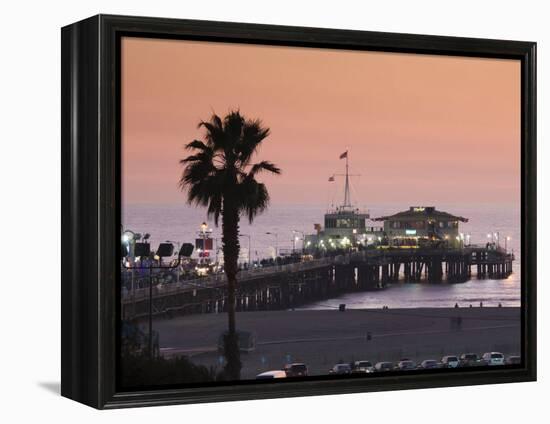 California, Los Angeles, Santa Monica, Santa Monica Pier, Dusk, USA-Walter Bibikow-Framed Premier Image Canvas