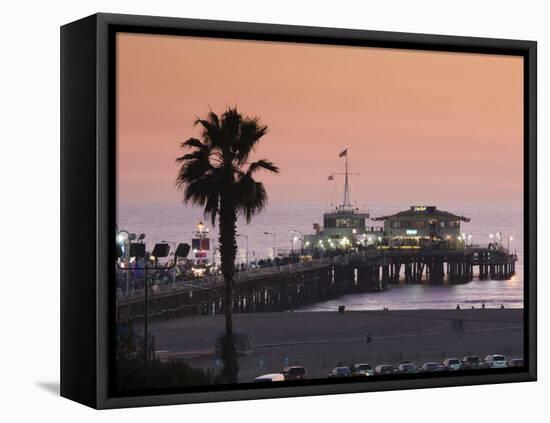 California, Los Angeles, Santa Monica, Santa Monica Pier, Dusk, USA-Walter Bibikow-Framed Premier Image Canvas