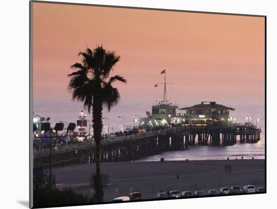 California, Los Angeles, Santa Monica, Santa Monica Pier, Dusk, USA-Walter Bibikow-Mounted Photographic Print