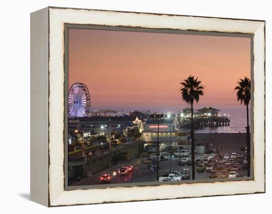 California, Los Angeles, Santa Monica, Santa Monica Pier, Dusk, USA-Walter Bibikow-Framed Premier Image Canvas