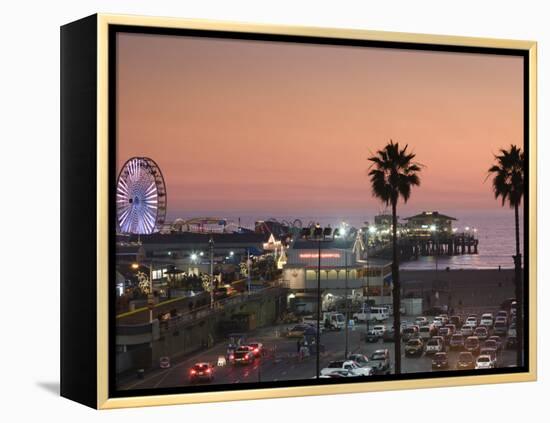 California, Los Angeles, Santa Monica, Santa Monica Pier, Dusk, USA-Walter Bibikow-Framed Premier Image Canvas