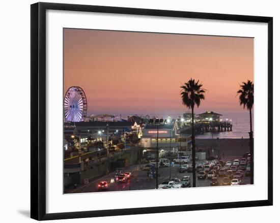 California, Los Angeles, Santa Monica, Santa Monica Pier, Dusk, USA-Walter Bibikow-Framed Photographic Print