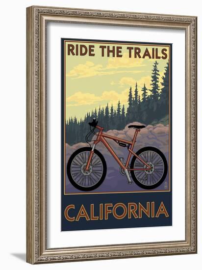 California - Mountain Bike Scene-Lantern Press-Framed Art Print