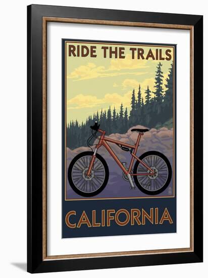 California - Mountain Bike Scene-Lantern Press-Framed Art Print