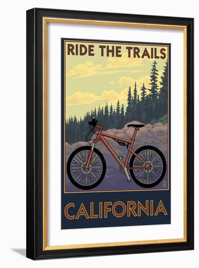 California - Mountain Bike Scene-Lantern Press-Framed Art Print