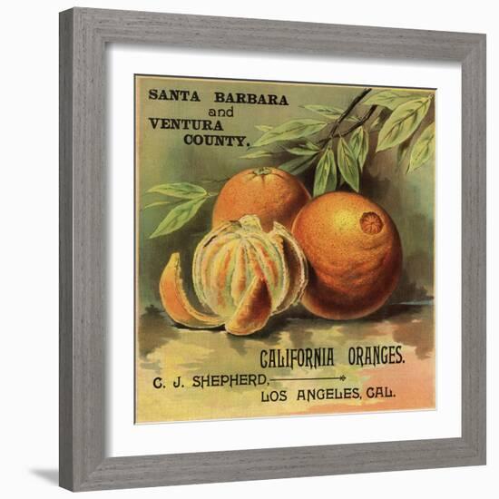 California Oranges Brand - Los Angeles, California - Citrus Crate Label-Lantern Press-Framed Art Print