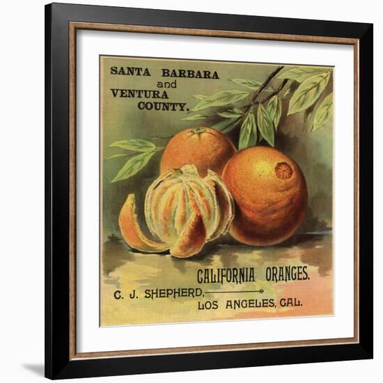 California Oranges Brand - Los Angeles, California - Citrus Crate Label-Lantern Press-Framed Art Print