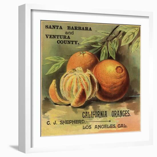 California Oranges Brand - Los Angeles, California - Citrus Crate Label-Lantern Press-Framed Art Print