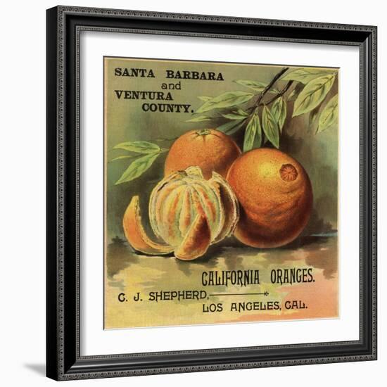 California Oranges Brand - Los Angeles, California - Citrus Crate Label-Lantern Press-Framed Art Print