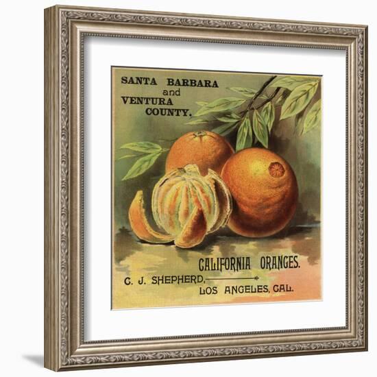 California Oranges Brand - Los Angeles, California - Citrus Crate Label-Lantern Press-Framed Art Print