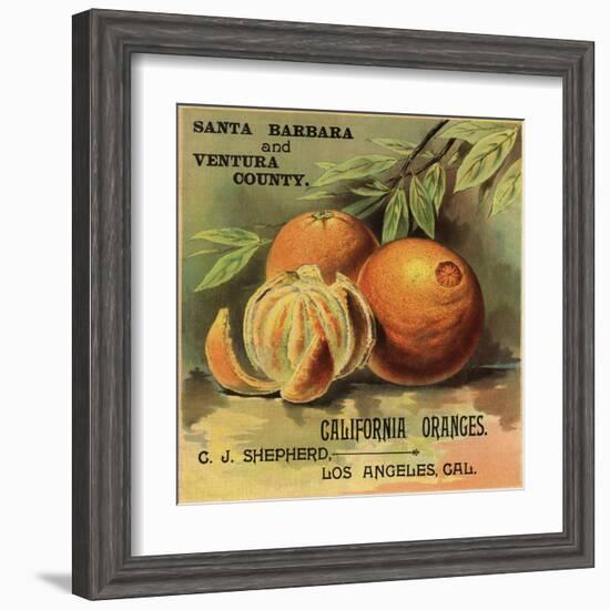 California Oranges Brand - Los Angeles, California - Citrus Crate Label-Lantern Press-Framed Art Print