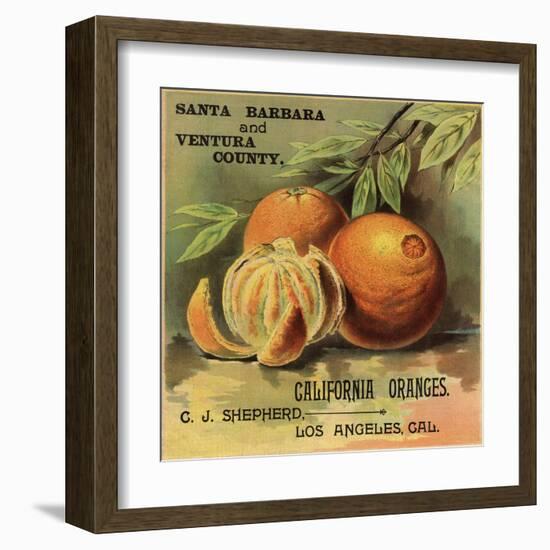 California Oranges Brand - Los Angeles, California - Citrus Crate Label-Lantern Press-Framed Art Print