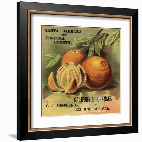 California Oranges Brand - Los Angeles, California - Citrus Crate Label-Lantern Press-Framed Art Print