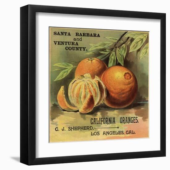 California Oranges Brand - Los Angeles, California - Citrus Crate Label-Lantern Press-Framed Art Print