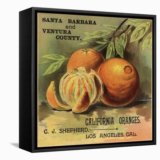 California Oranges Brand - Los Angeles, California - Citrus Crate Label-Lantern Press-Framed Stretched Canvas