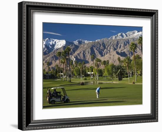 California, Palm Springs, Desert Princess Golf Course and Mountains, Winter, USA-Walter Bibikow-Framed Photographic Print
