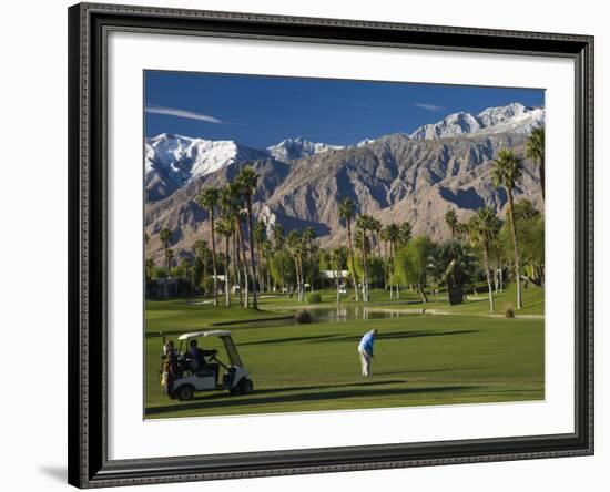 California, Palm Springs, Desert Princess Golf Course and Mountains, Winter, USA-Walter Bibikow-Framed Photographic Print