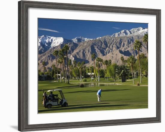 California, Palm Springs, Desert Princess Golf Course and Mountains, Winter, USA-Walter Bibikow-Framed Photographic Print