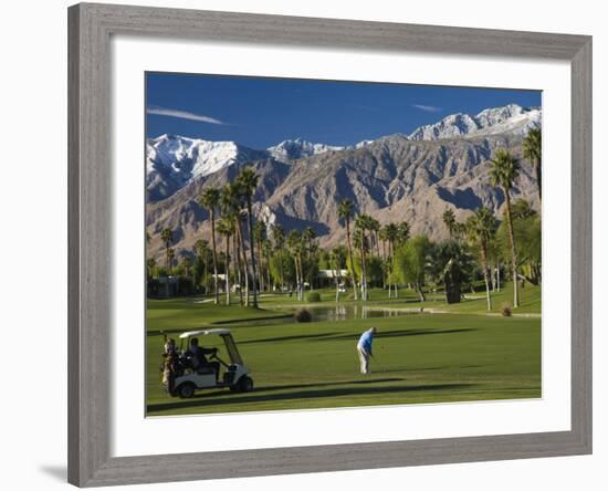 California, Palm Springs, Desert Princess Golf Course and Mountains, Winter, USA-Walter Bibikow-Framed Photographic Print