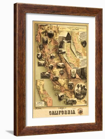 California - Panoramic Map-Lantern Press-Framed Art Print