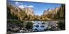 California, Panoramic View of Merced River, El Capitan, and Cathedral Rocks in Yosemite Valley-Ann Collins-Mounted Photographic Print