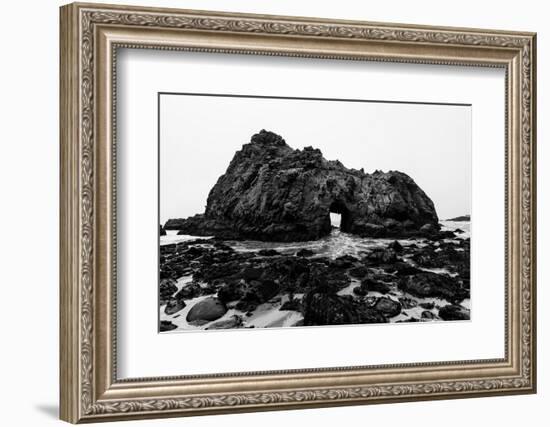 California Pfeiffer Beach in Big Sur State Park Dramatic Black and White Rocks and Waves-holbox-Framed Photographic Print