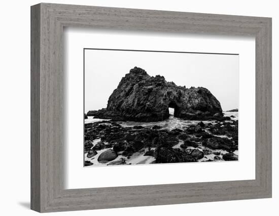 California Pfeiffer Beach in Big Sur State Park Dramatic Black and White Rocks and Waves-holbox-Framed Photographic Print