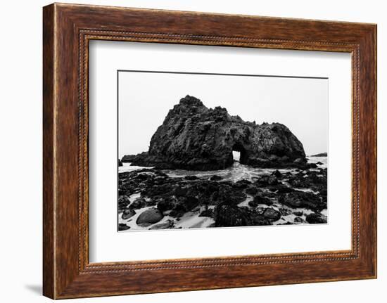 California Pfeiffer Beach in Big Sur State Park Dramatic Black and White Rocks and Waves-holbox-Framed Photographic Print