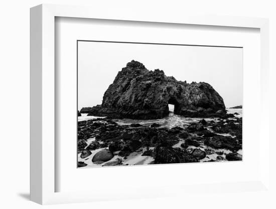 California Pfeiffer Beach in Big Sur State Park Dramatic Black and White Rocks and Waves-holbox-Framed Photographic Print