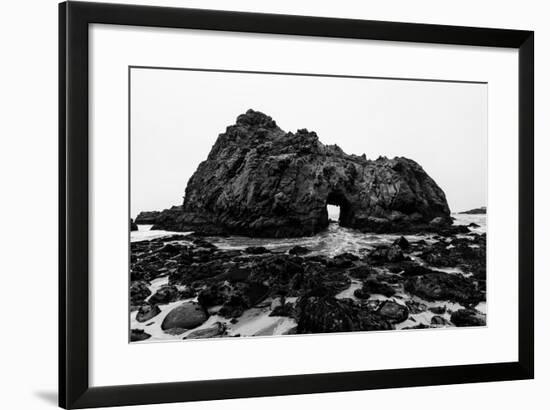 California Pfeiffer Beach in Big Sur State Park Dramatic Black and White Rocks and Waves-holbox-Framed Photographic Print