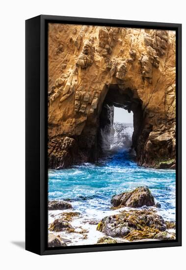 California Pfeiffer Beach in Big Sur State Park Rocks and Waves-holbox-Framed Premier Image Canvas