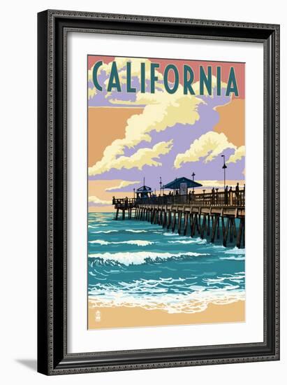 California - Pier Scene-Lantern Press-Framed Art Print