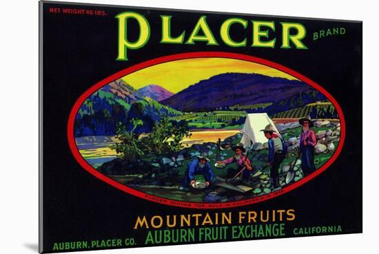 California, Placer Mountain Fruits Brand Appel Label-Lantern Press-Mounted Art Print