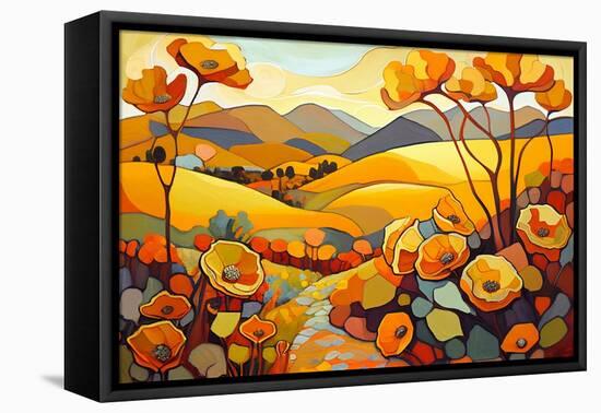 California Poppy Landscape-Avril Anouilh-Framed Stretched Canvas