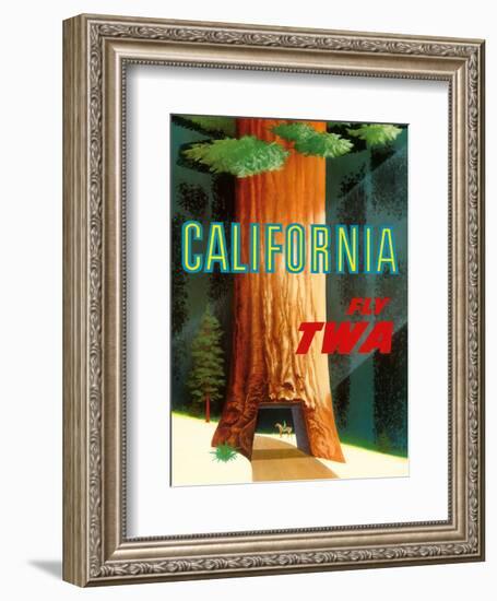 California Redwoods - TWA (Trans World Airlines)-David Klein-Framed Art Print