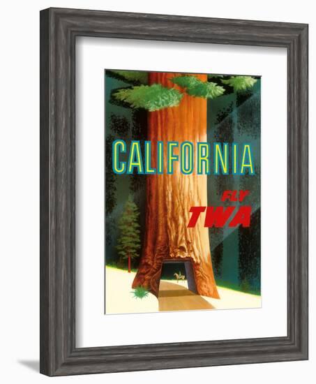 California Redwoods - TWA (Trans World Airlines)-David Klein-Framed Art Print