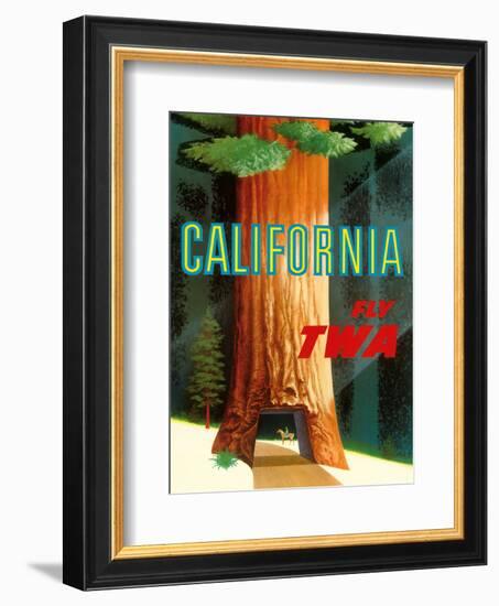 California Redwoods - TWA (Trans World Airlines)-David Klein-Framed Art Print