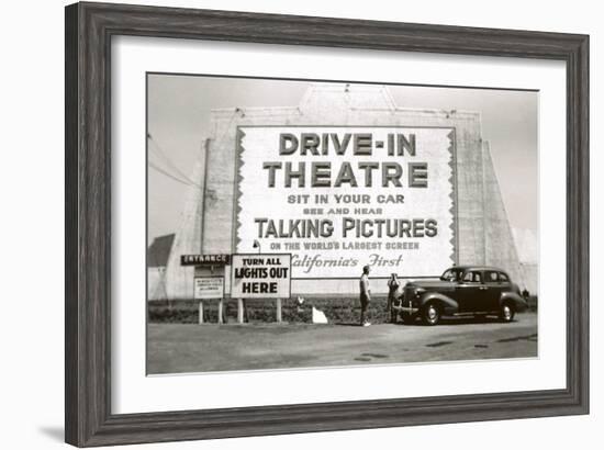 California's First Drive-In Movie Theater-null-Framed Art Print