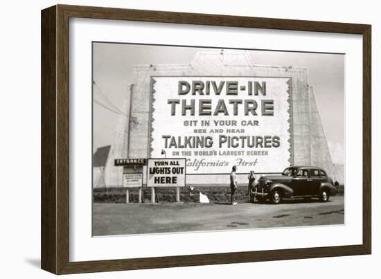 California's First Drive-In Movie Theater-null-Framed Art Print