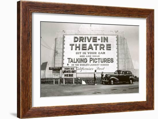 California's First Drive-In Movie Theater-null-Framed Art Print