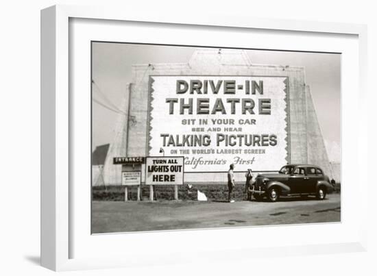 California's First Drive-In Movie Theater-null-Framed Art Print