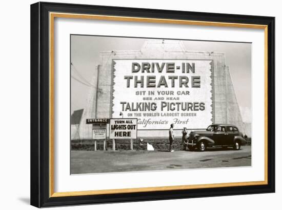 California's First Drive-In Movie Theater-null-Framed Art Print