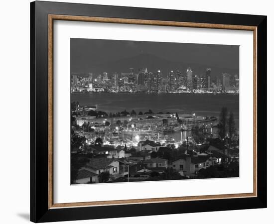 California, San Diego, City and Shelter Island Yacht Basin from Point Loma, Dusk, USA-Walter Bibikow-Framed Photographic Print