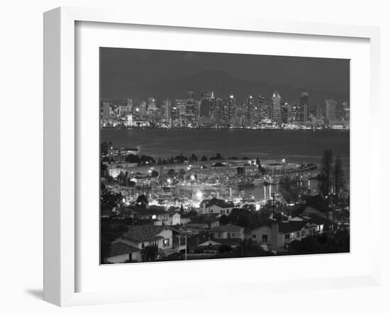 California, San Diego, City and Shelter Island Yacht Basin from Point Loma, Dusk, USA-Walter Bibikow-Framed Photographic Print