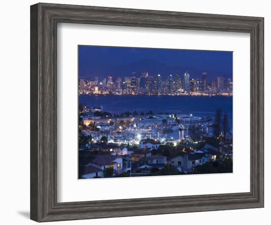 California, San Diego, City and Shelter Island Yacht Basin from Point Loma, Dusk, USA-Walter Bibikow-Framed Photographic Print