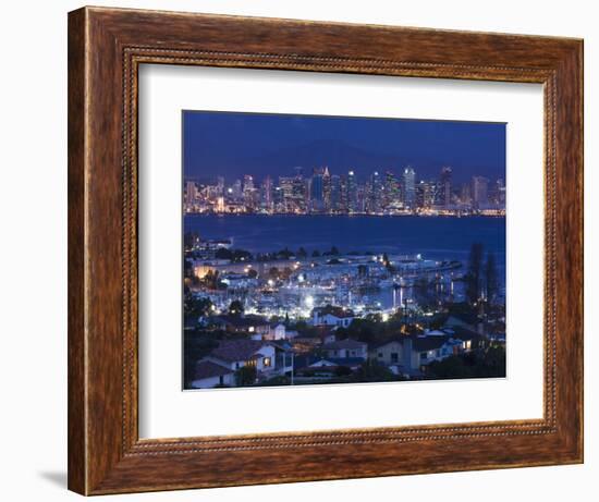 California, San Diego, City and Shelter Island Yacht Basin from Point Loma, Dusk, USA-Walter Bibikow-Framed Photographic Print