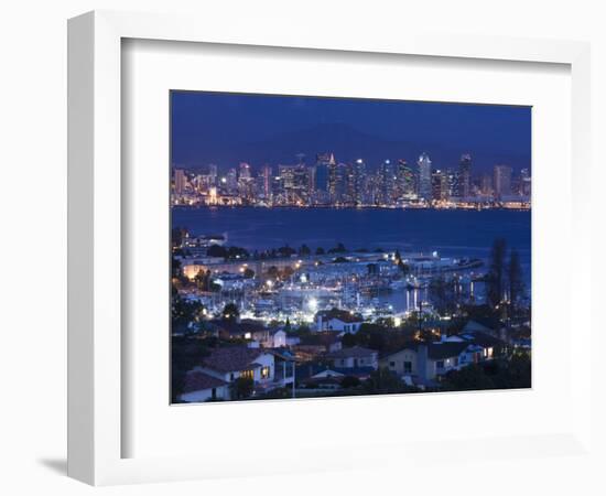 California, San Diego, City and Shelter Island Yacht Basin from Point Loma, Dusk, USA-Walter Bibikow-Framed Photographic Print