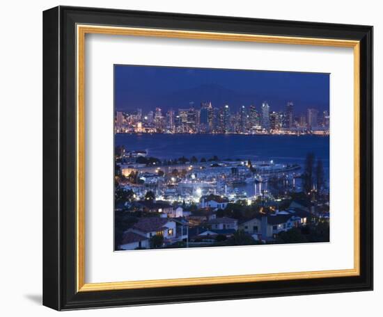 California, San Diego, City and Shelter Island Yacht Basin from Point Loma, Dusk, USA-Walter Bibikow-Framed Photographic Print