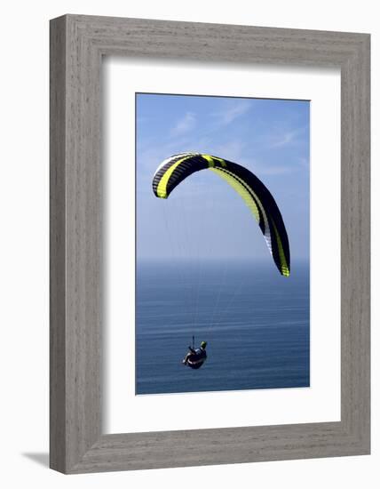 California, San Diego. Hang Glider Flying at Torrey Pines Gliderport-Steve Ross-Framed Photographic Print